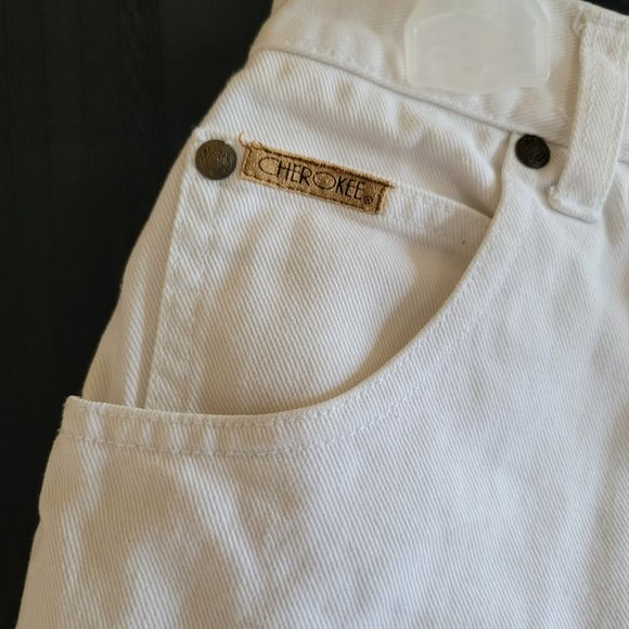 Vintage Cherokee White Jean Denim Shorts High Waisted Size 16 - Picture 7 of 8